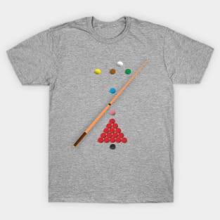 Snooker  design showing all the balls as they are on the table at the start of a frame T-Shirt